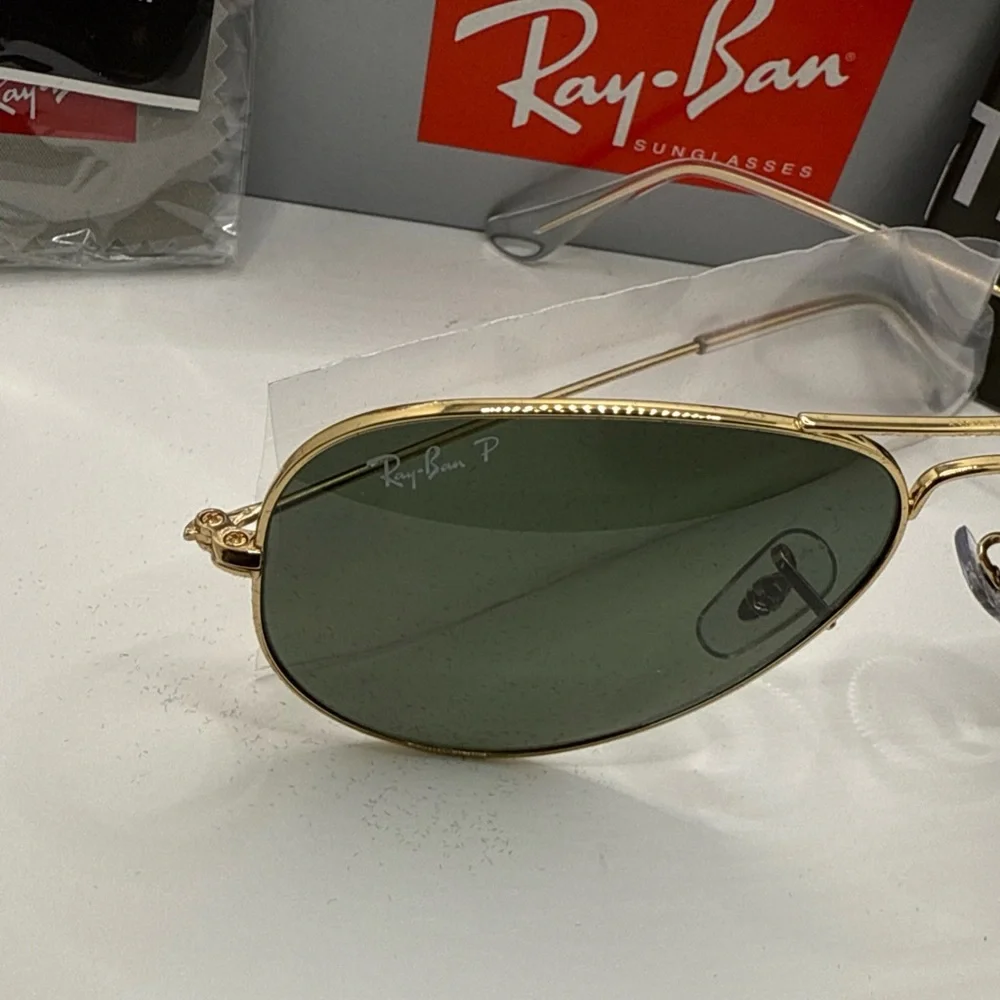 Ray-Ban Sunglasses RB3025 Aviator Classic 58mm Gold Frame Polarized Green Lens - Picture 2 of 12